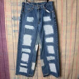 Custom wide leg baggy flared jeans size 34 x 32
